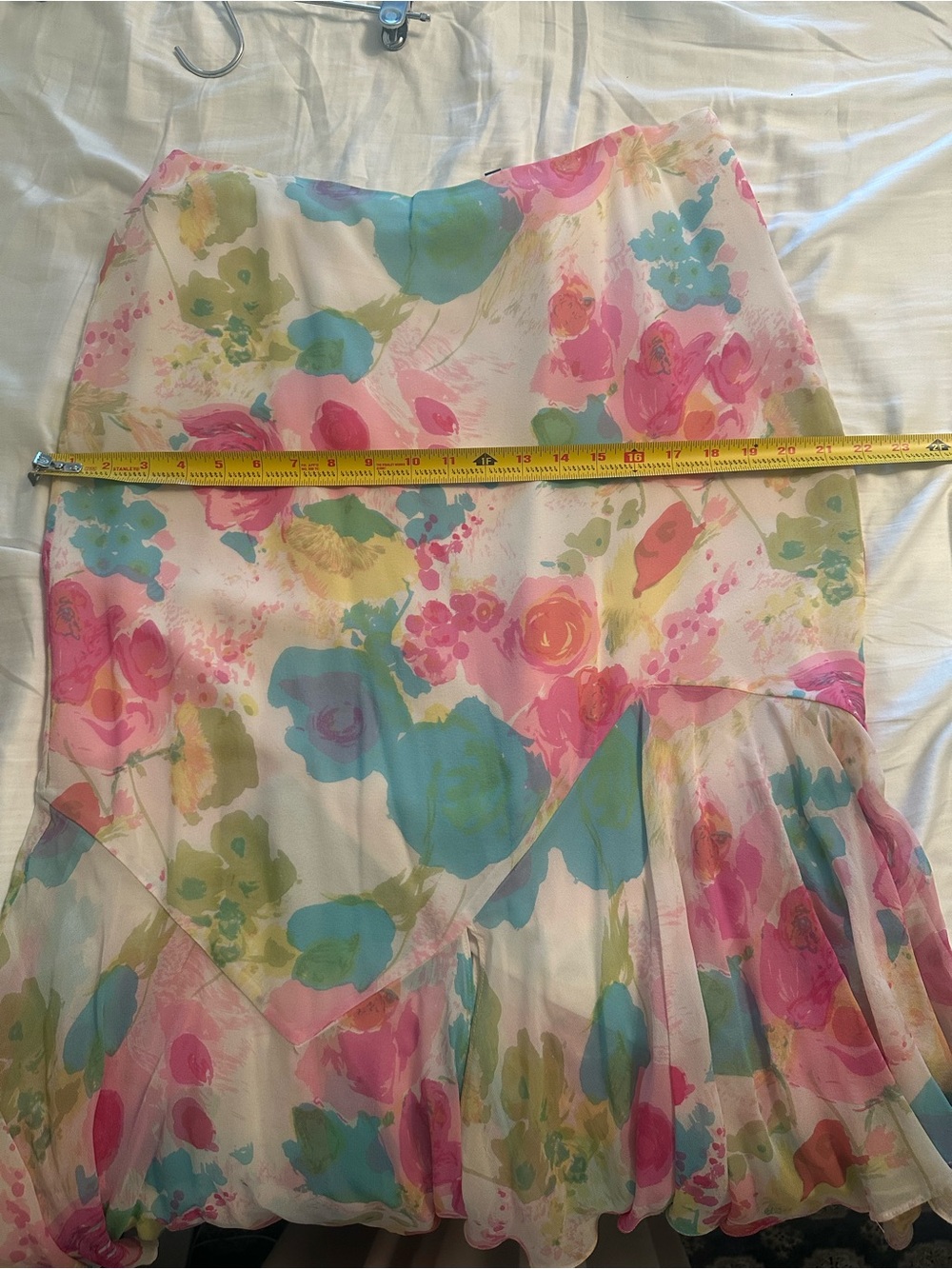 Dana Buchman silk lined skirt asymmetrical size 12 pink green watercolor $335 - Picture 10 of 16
